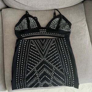 Black and white beaded bodycon set #glamour